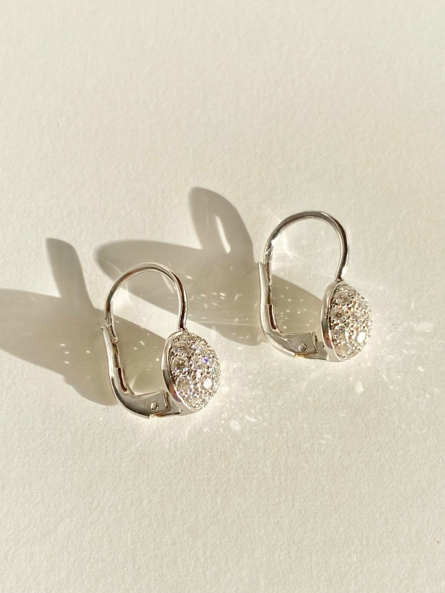 Boucles d'Oreilles En Or Blanc 18k Et Diamants -photo-3