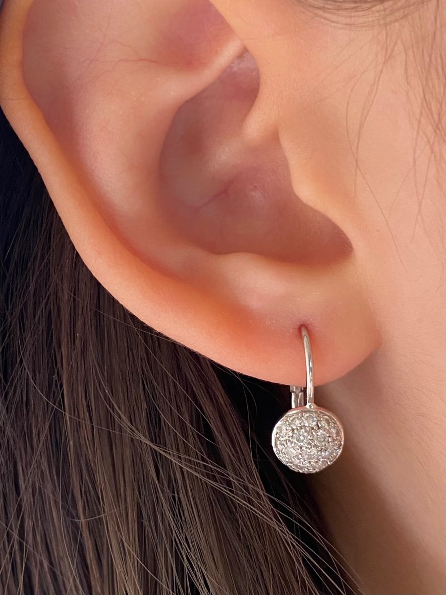 Boucles d'Oreilles En Or Blanc 18k Et Diamants -photo-1