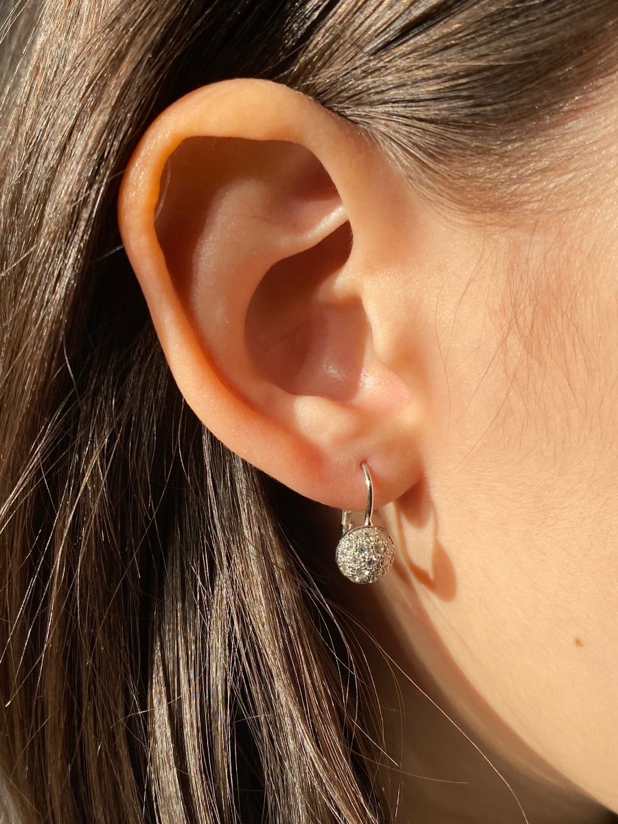 Boucles d'Oreilles En Or Blanc 18k Et Diamants -photo-2