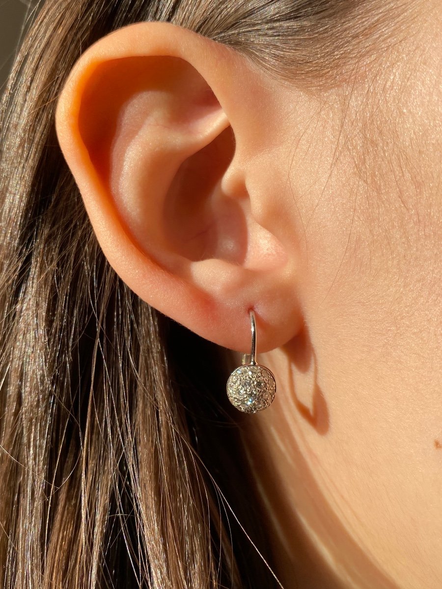 Boucles d'Oreilles En Or Blanc 18k Et Diamants -photo-3