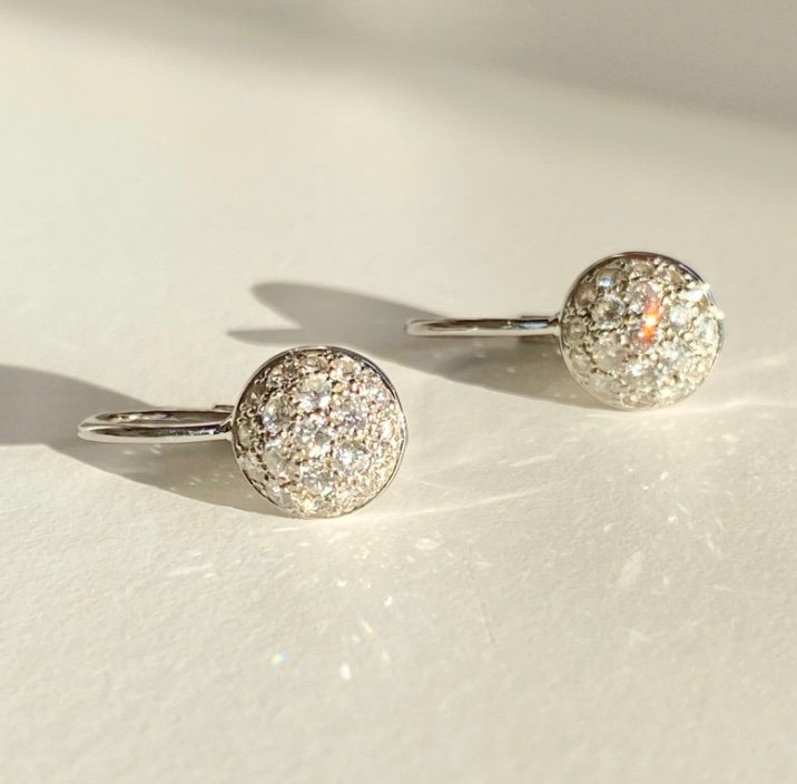 Boucles d'Oreilles En Or Blanc 18k Et Diamants 