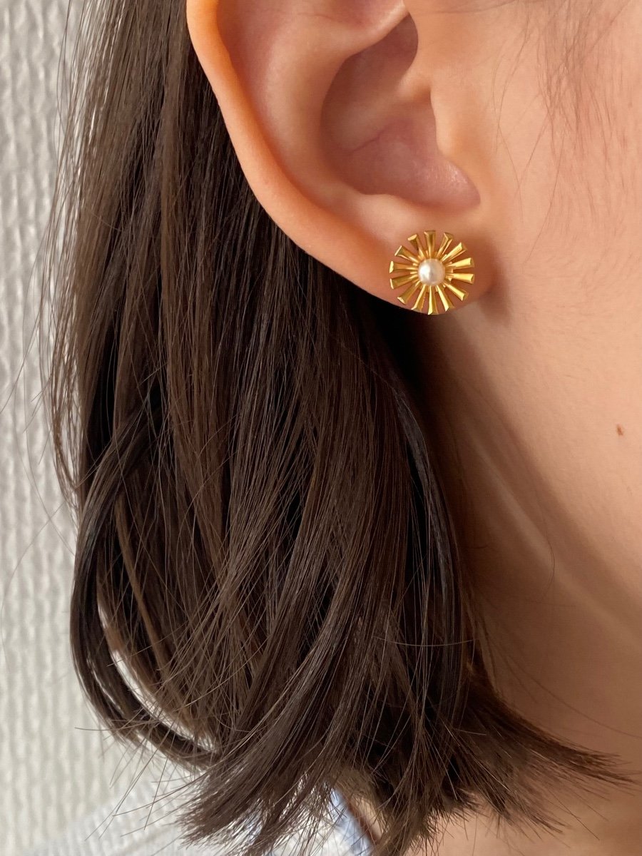 Boucles D’oreilles En Or Jaune 18k Et Perles-photo-4