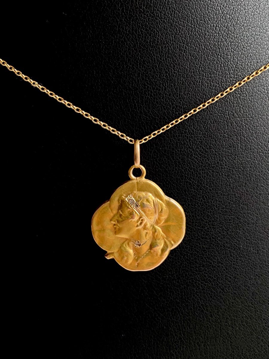 Pendentif Art Nouveau En Or Jaune 18k-photo-2