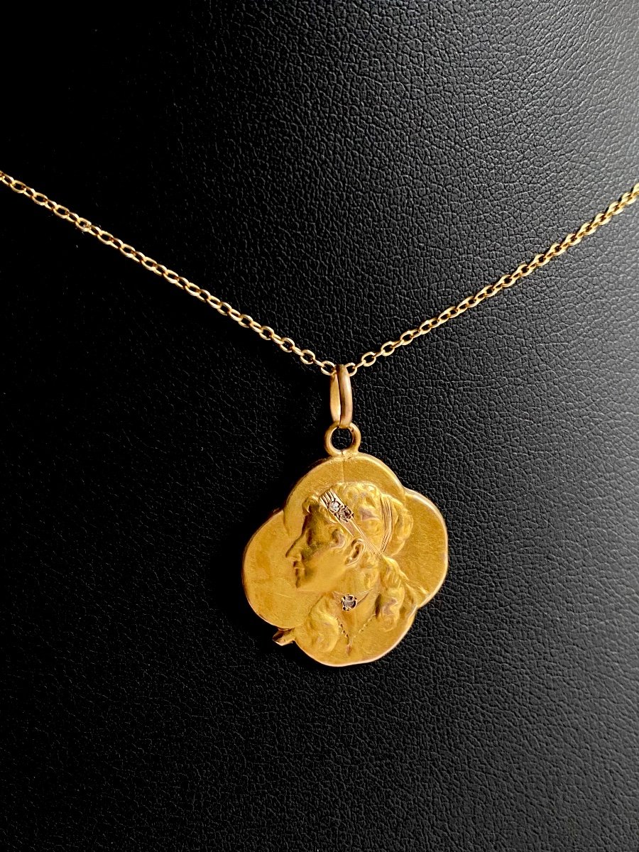 Pendentif Art Nouveau En Or Jaune 18k-photo-3