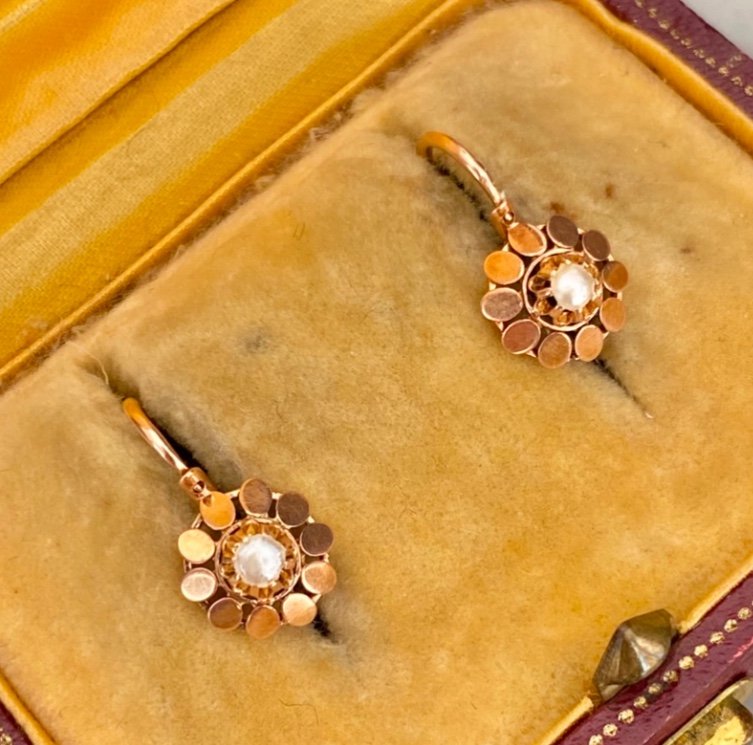 Boucles d'Oreilles Dormeuse Napoléon III En Or 18k 