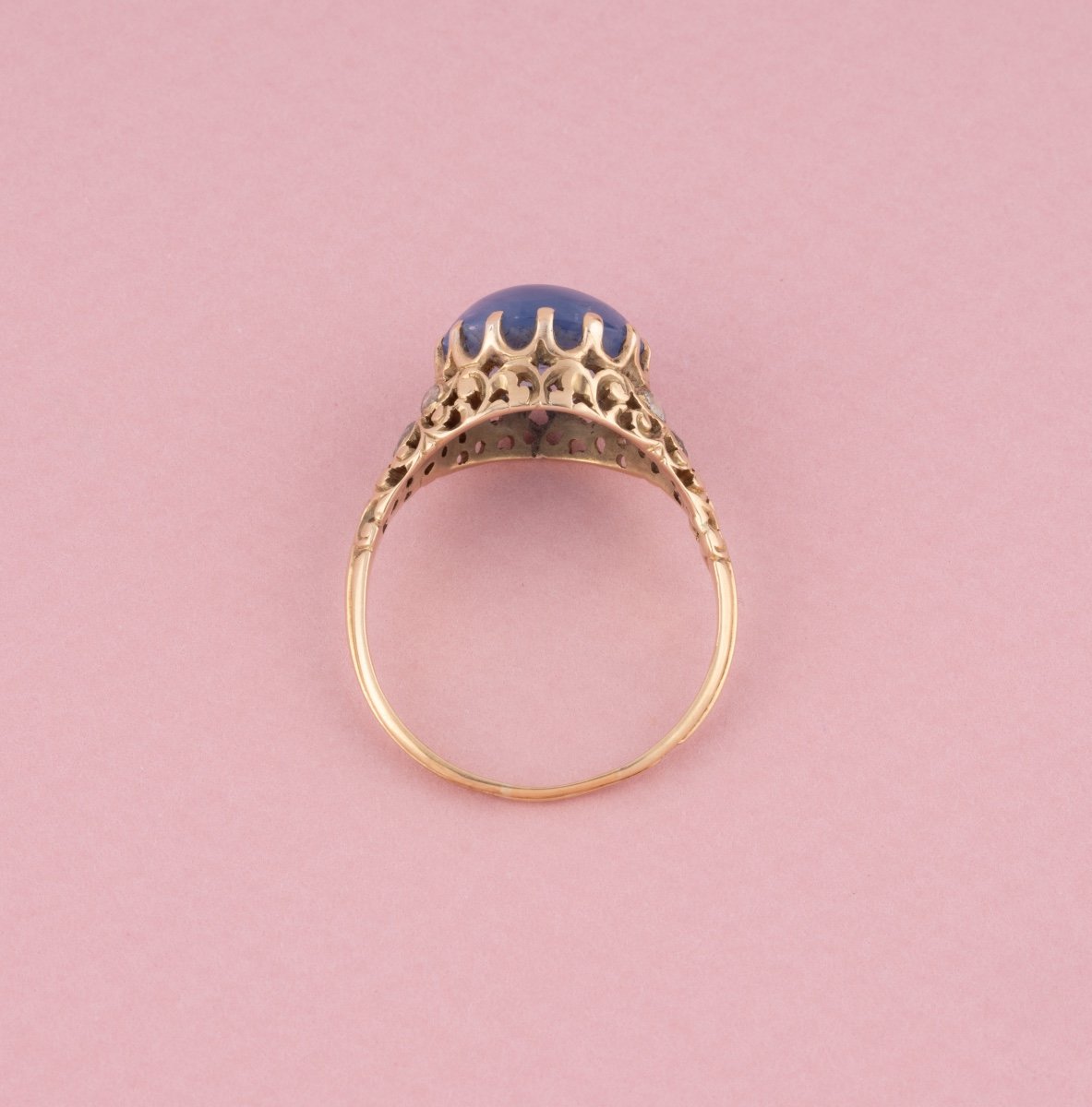 Antique 14k Yellow Gold And Sapphire Ring -photo-1