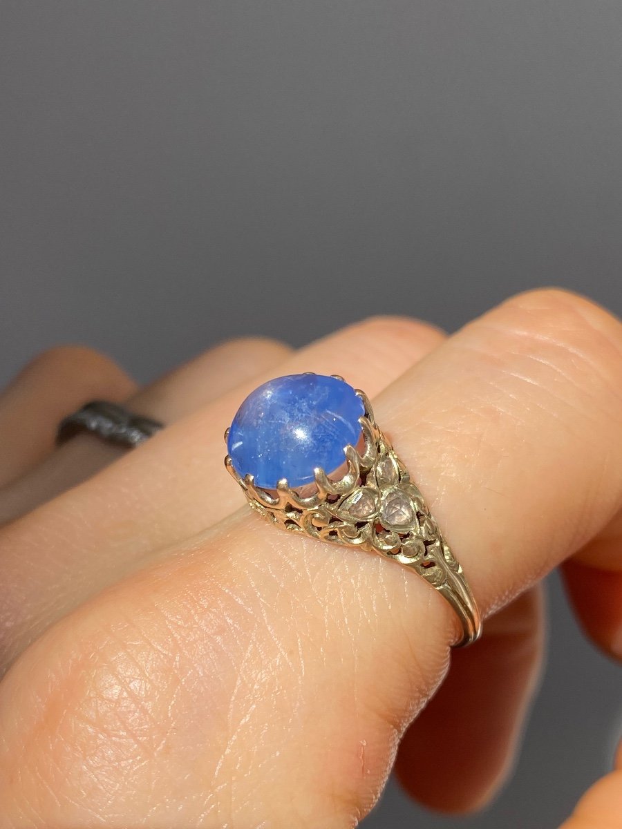 Antique 14k Yellow Gold And Sapphire Ring -photo-3