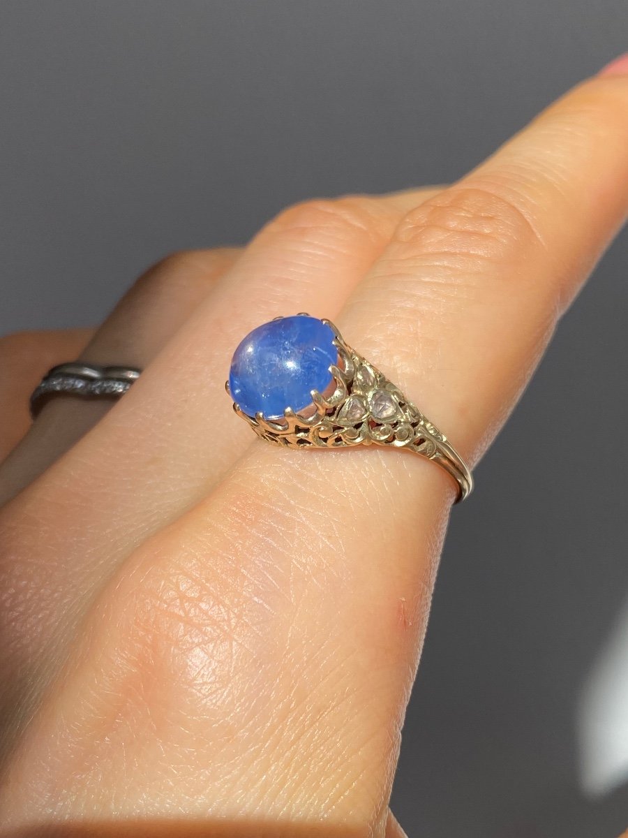 Antique 14k Yellow Gold And Sapphire Ring -photo-4