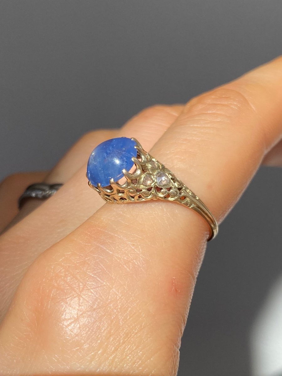 Antique 14k Yellow Gold And Sapphire Ring -photo-5