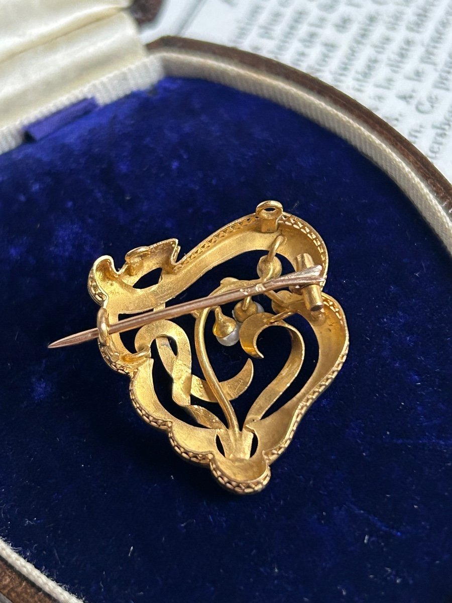 18k Yellow Gold Art Nouveau Brooch-photo-4