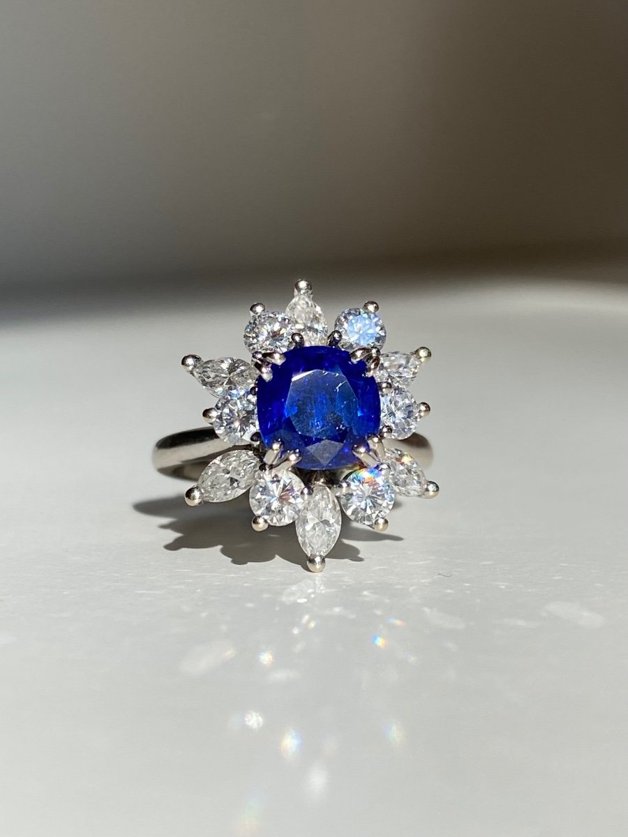 18k White Gold Ring Set With An Unheated Burmese Sapphire-photo-1