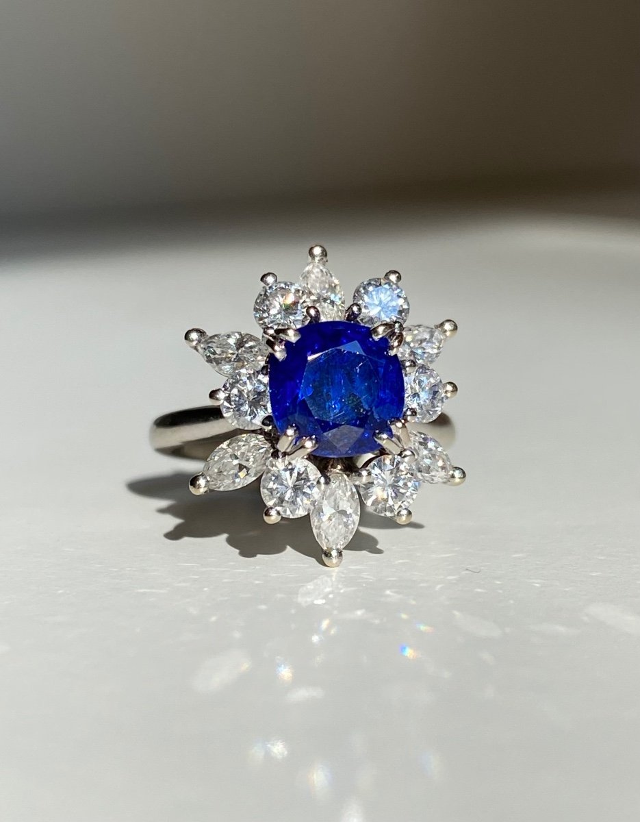 18k White Gold Ring Set With An Unheated Burmese Sapphire-photo-2