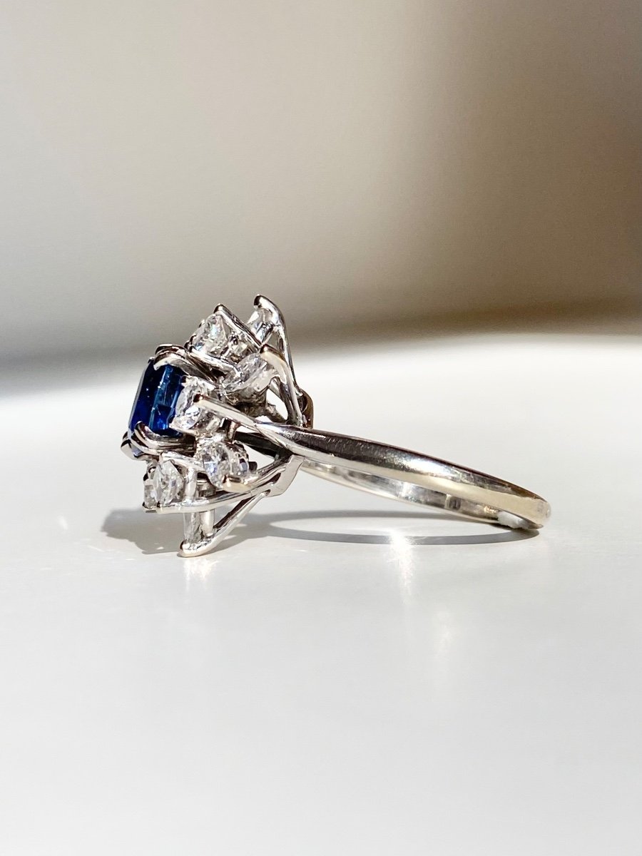 18k White Gold Ring Set With An Unheated Burmese Sapphire-photo-4