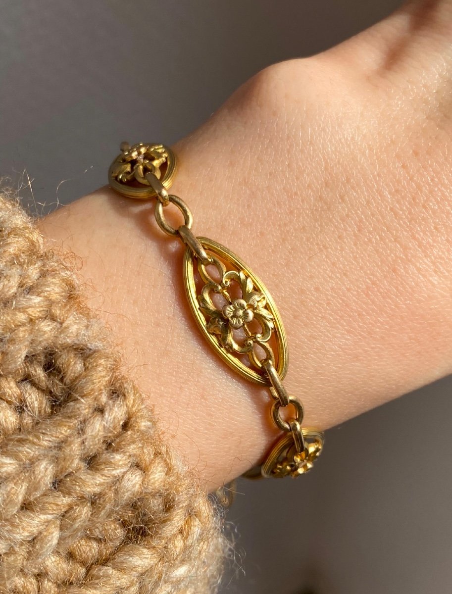 Bracelet Ancien En Or Jaune 18k-photo-4