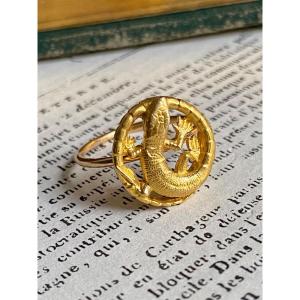 Bague En Or 18k Sertie D’une Belle Salamandre