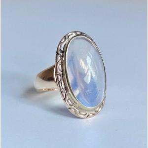 Antique 8k Rose Gold Ring Set With A Moonstone 