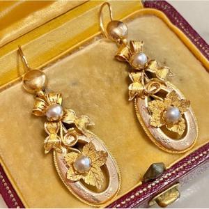 Boucles d'Oreilles Anciennes En Or 18k 