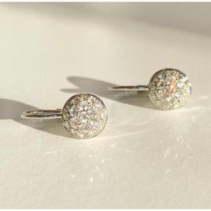 Boucles d'Oreilles En Or Blanc 18k Et Diamants 