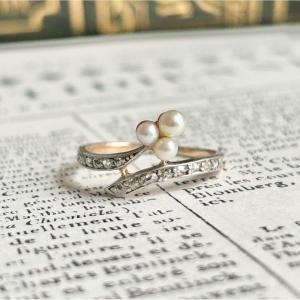 Antique Clover Ring In 18k Yellow Gold And Silver 