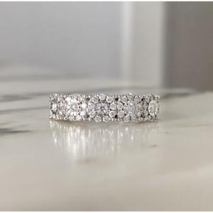 Bague En Or Blanc 18k Sertie De 5 Fleurs En Diamants 
