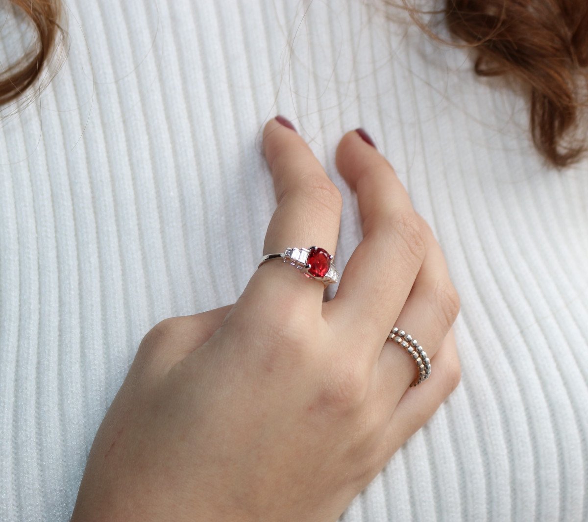 White Gold And Natural Spinel Ring-photo-2