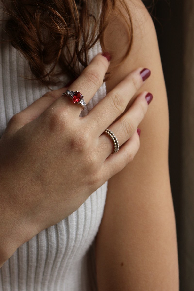 White Gold And Natural Spinel Ring-photo-3