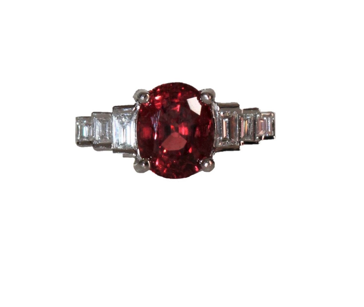 White Gold And Natural Spinel Ring