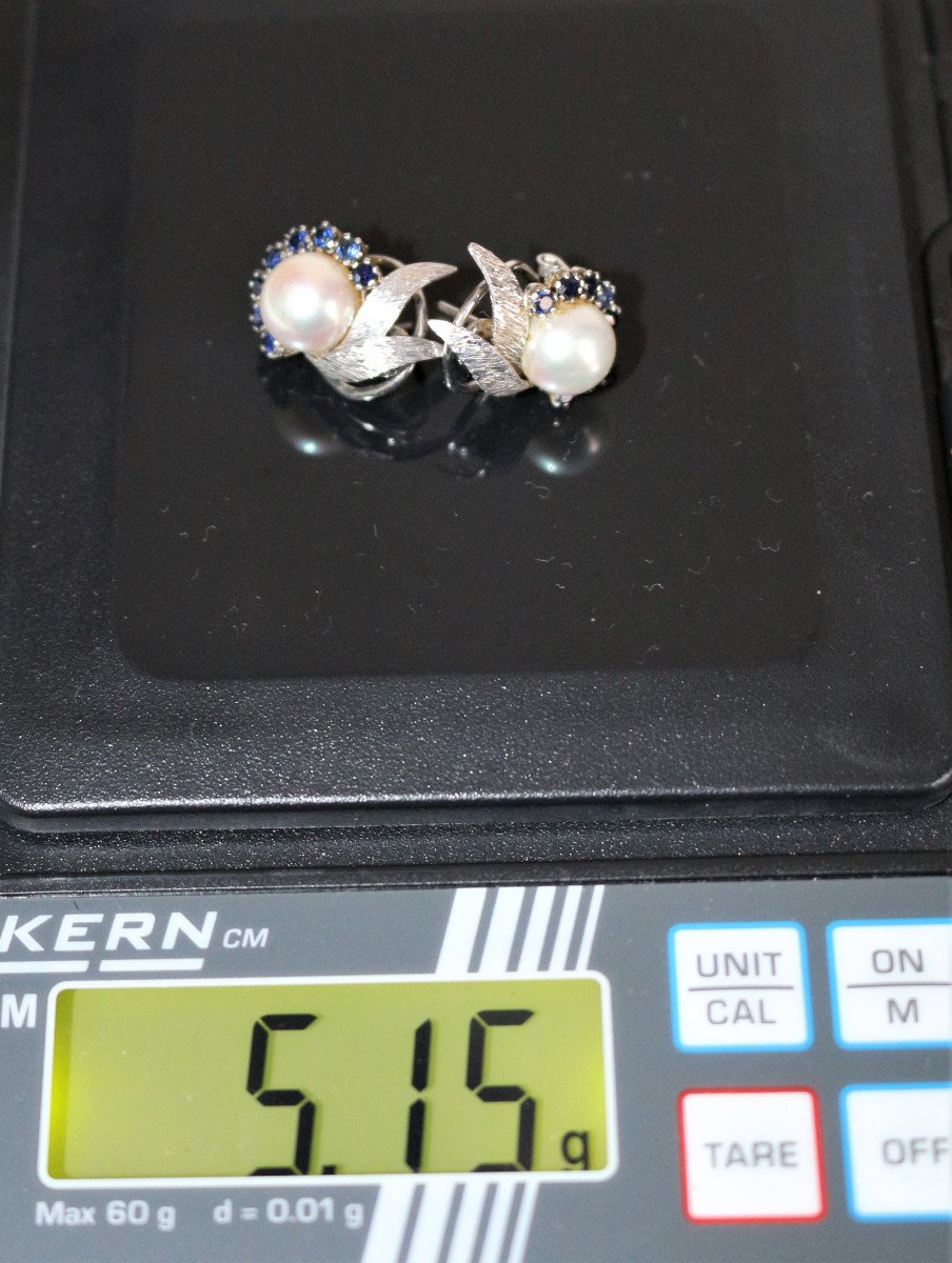 Pearl And Sapphire Earrings-photo-2