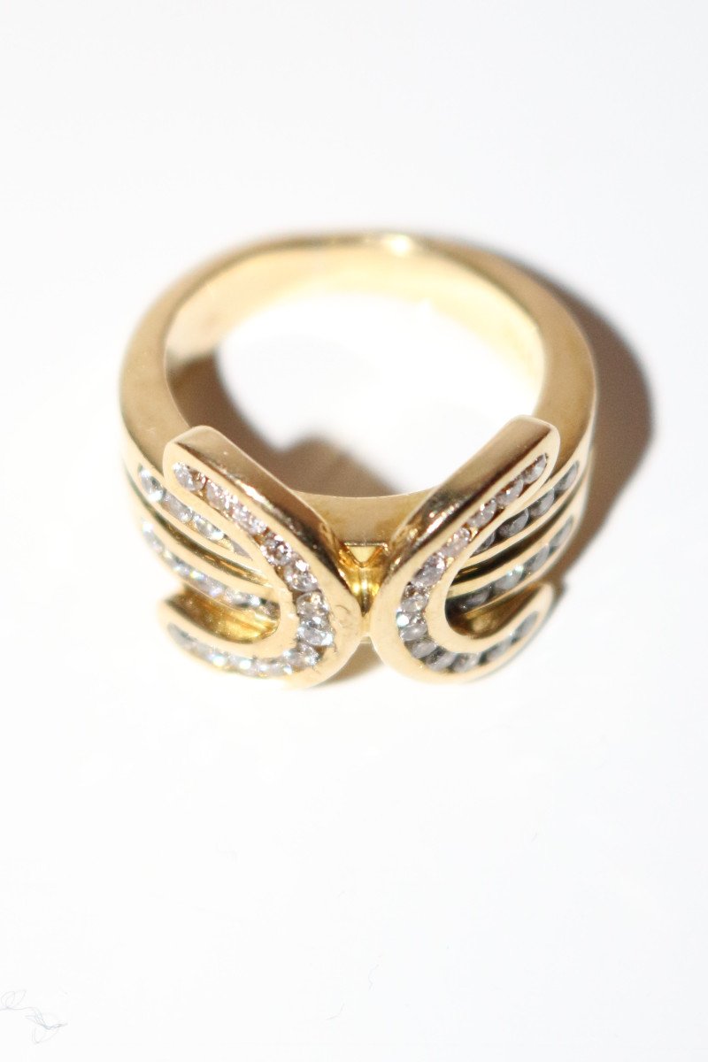 Double C Ring Yellow Gold And Diamonds-photo-2