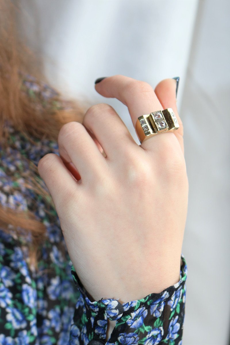 Bague Tank Diamants Taille Rose-photo-2