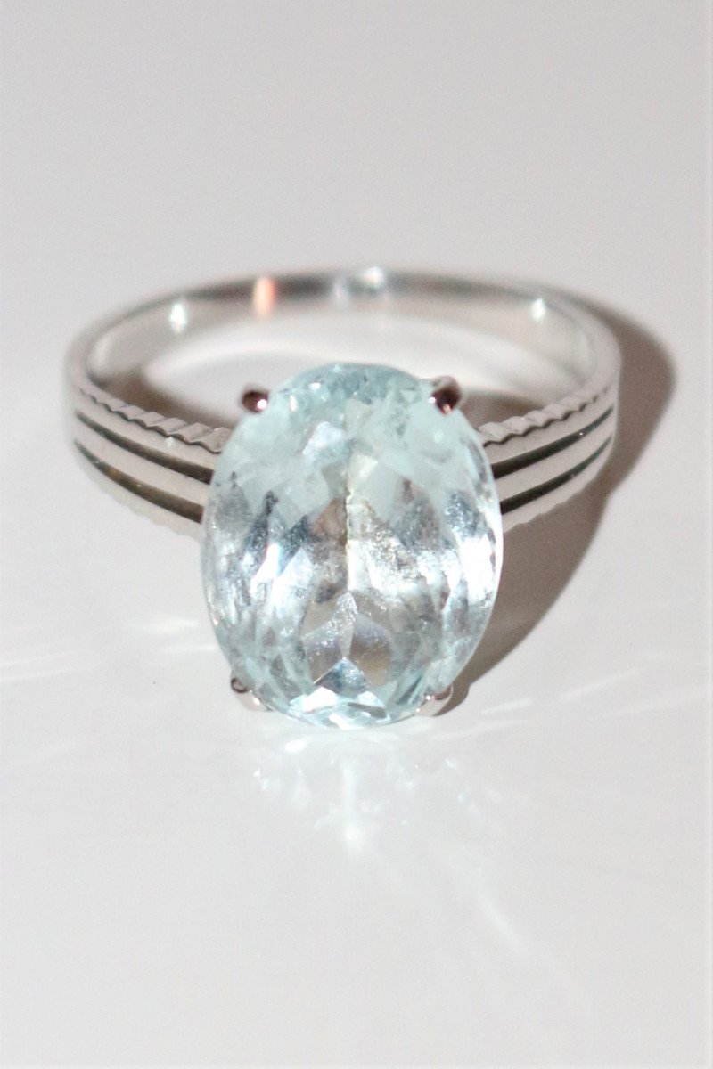 Aquamarine White Gold Ring-photo-3