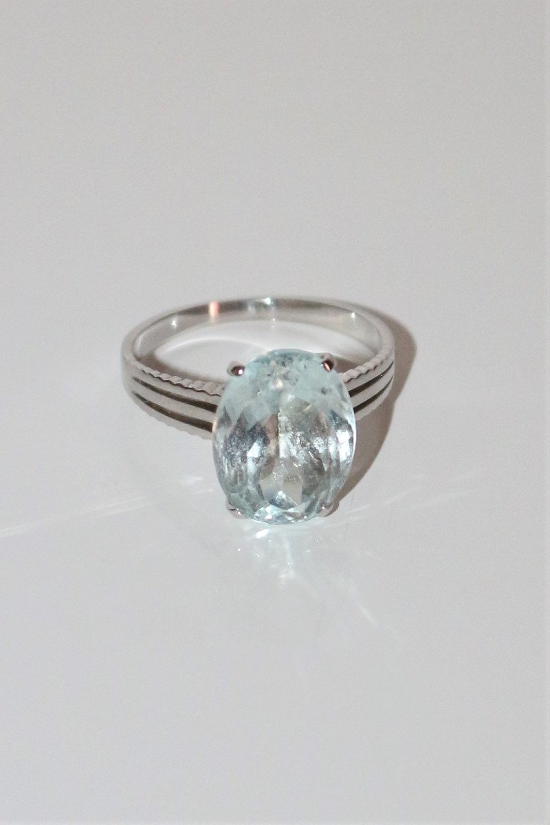 Aquamarine White Gold Ring-photo-7