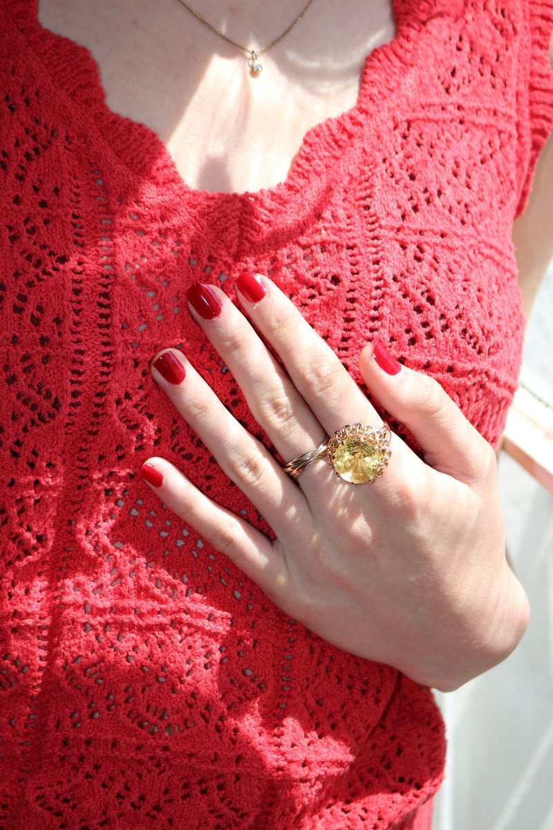 Yellow Gold Citrine Cocktail Ring-photo-2