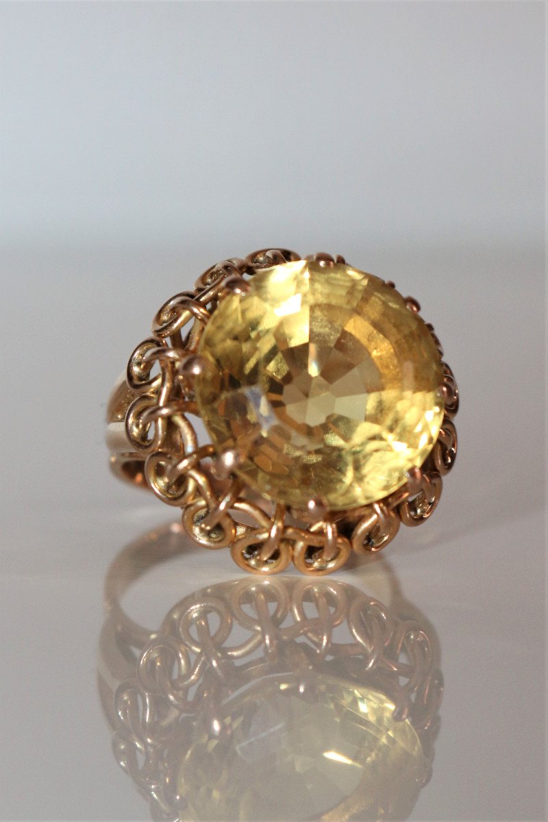 Yellow Gold Citrine Cocktail Ring-photo-4