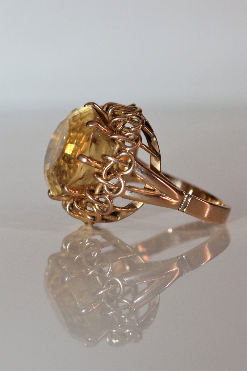 Yellow Gold Citrine Cocktail Ring-photo-5