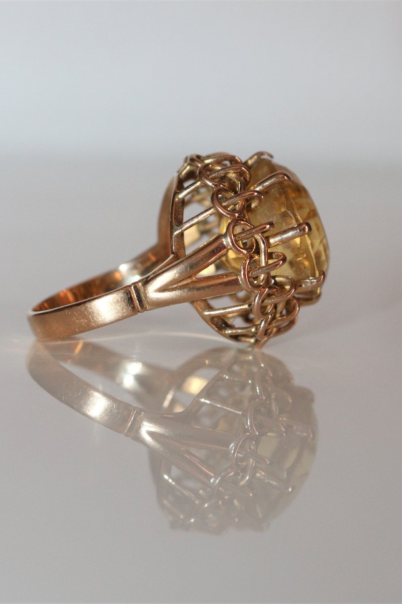 Yellow Gold Citrine Cocktail Ring-photo-6