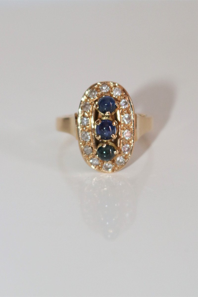 Bague Triologie De Saphirs Et Diamants-photo-1