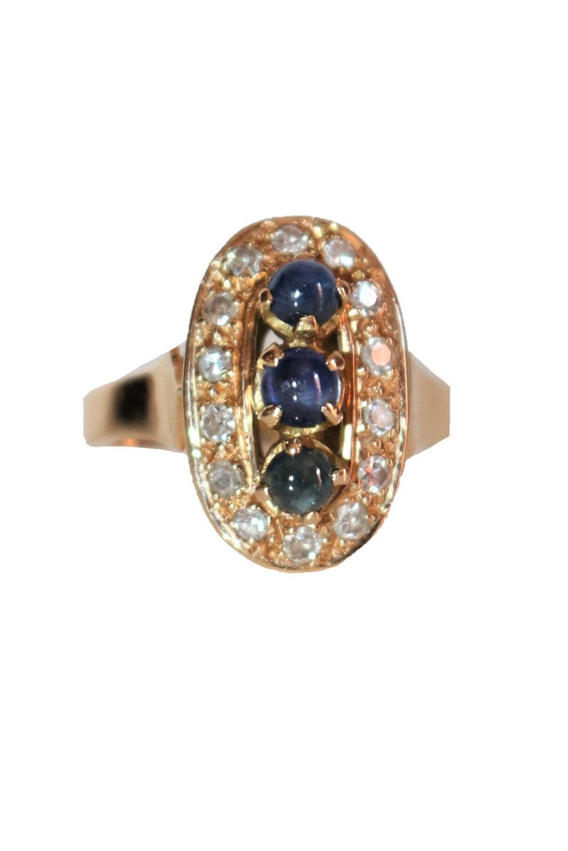 Bague Triologie De Saphirs Et Diamants