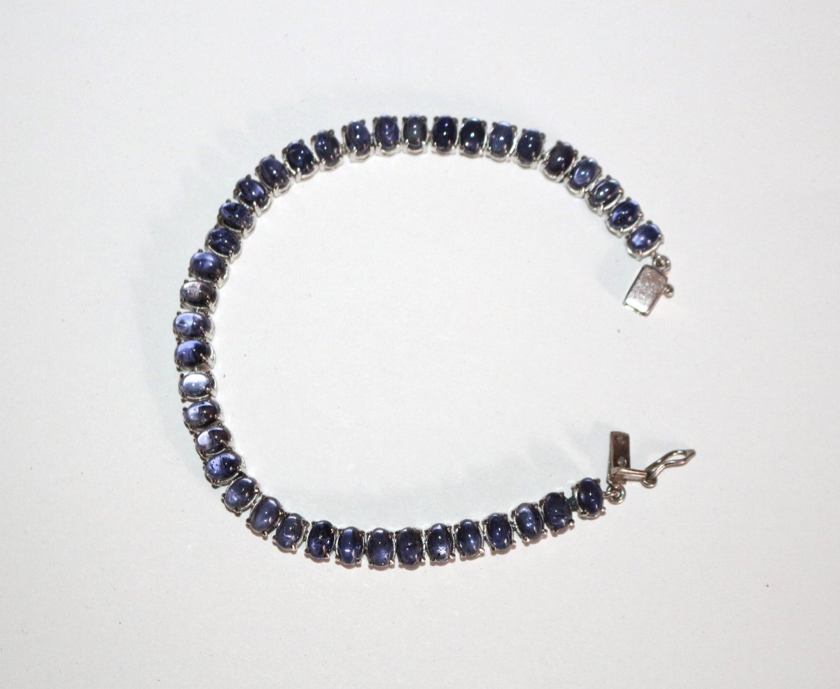 Cordierite Line Bracelet In Silver-photo-3