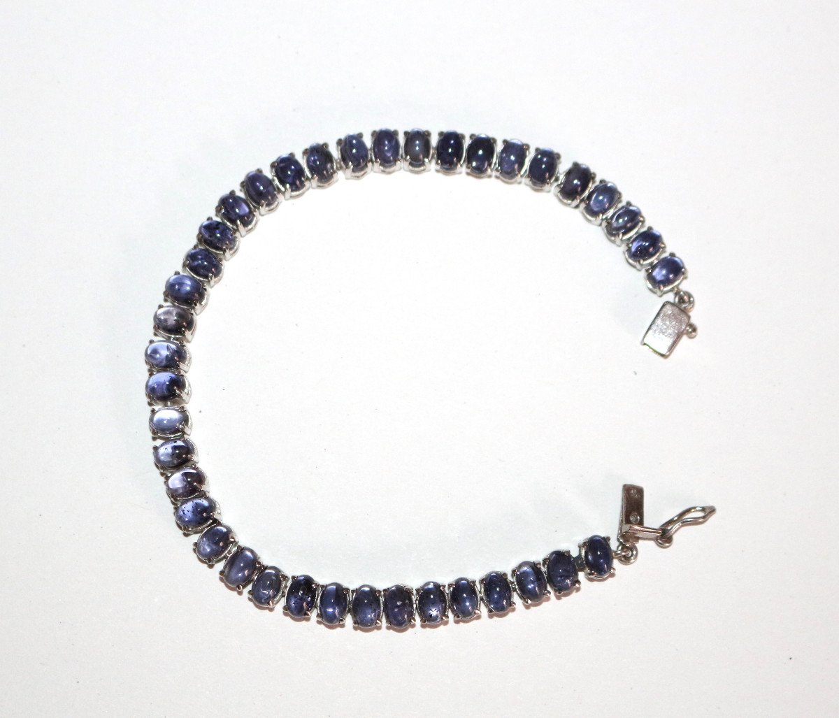 Cordierite Line Bracelet In Silver-photo-3