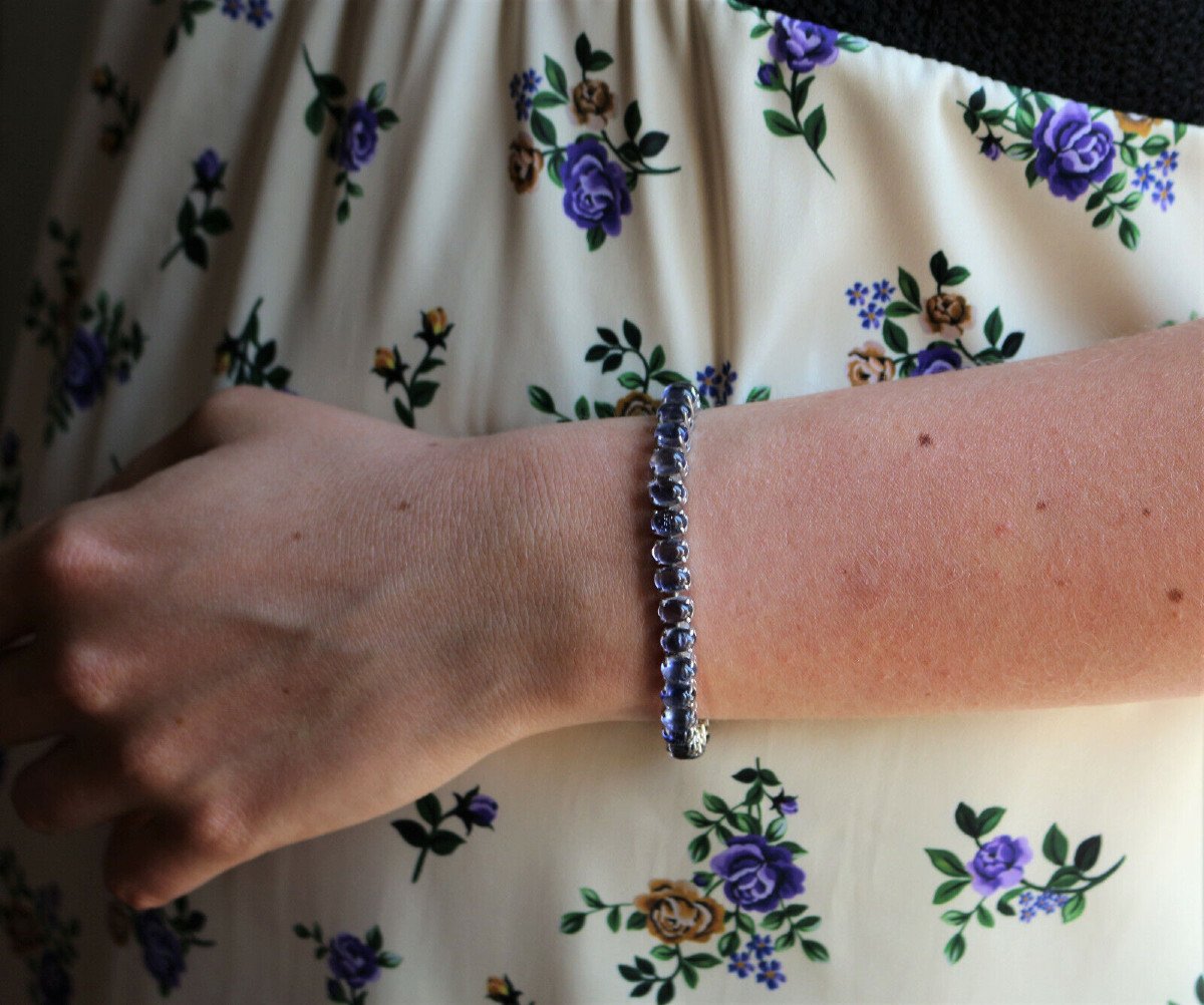 Cordierite Line Bracelet In Silver-photo-6