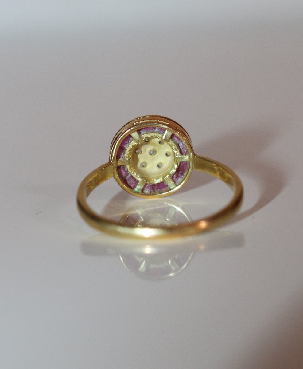 Art Deco Round Ruby And Pink Diamond Ring-photo-3