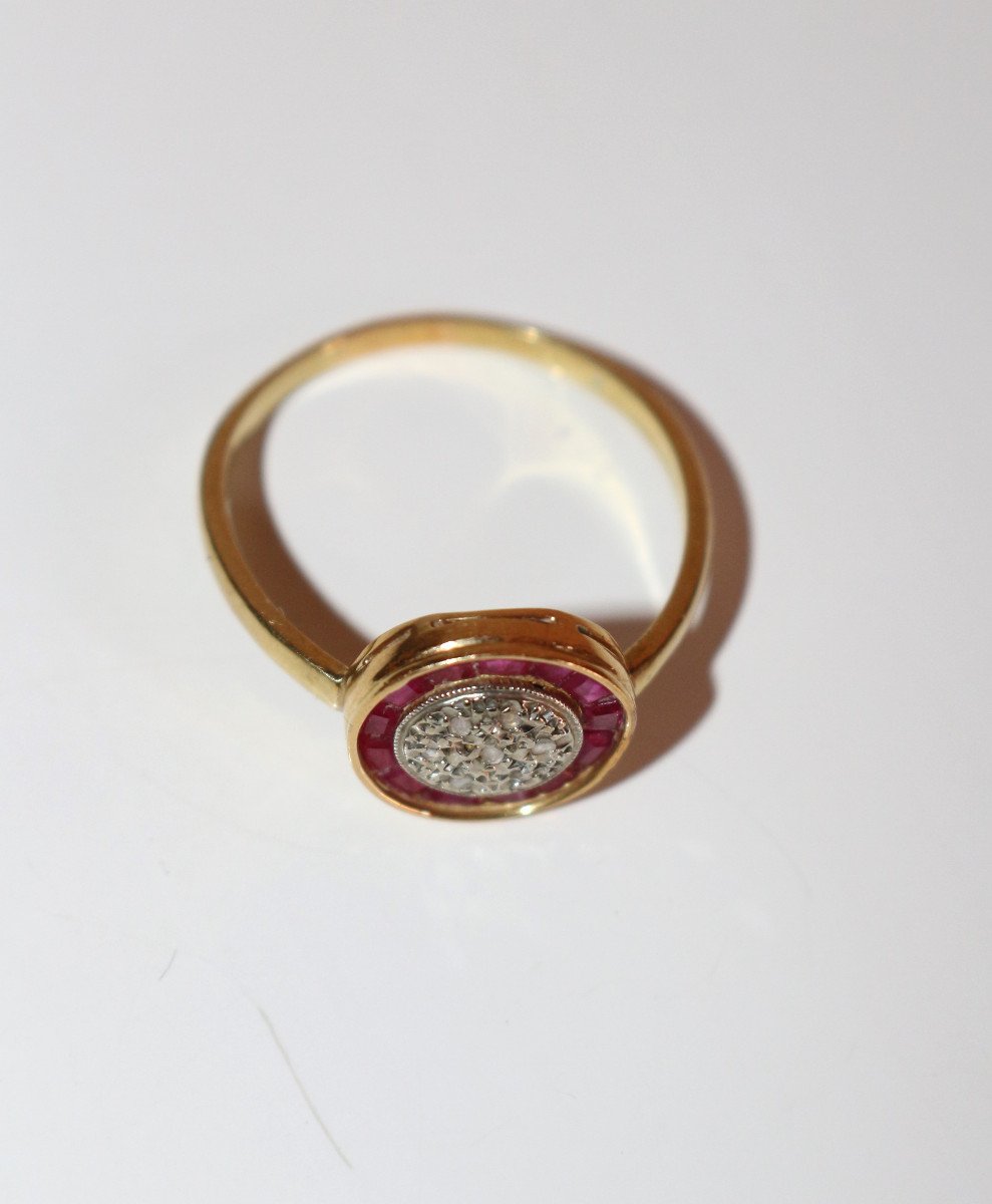 Art Deco Round Ruby And Pink Diamond Ring-photo-5