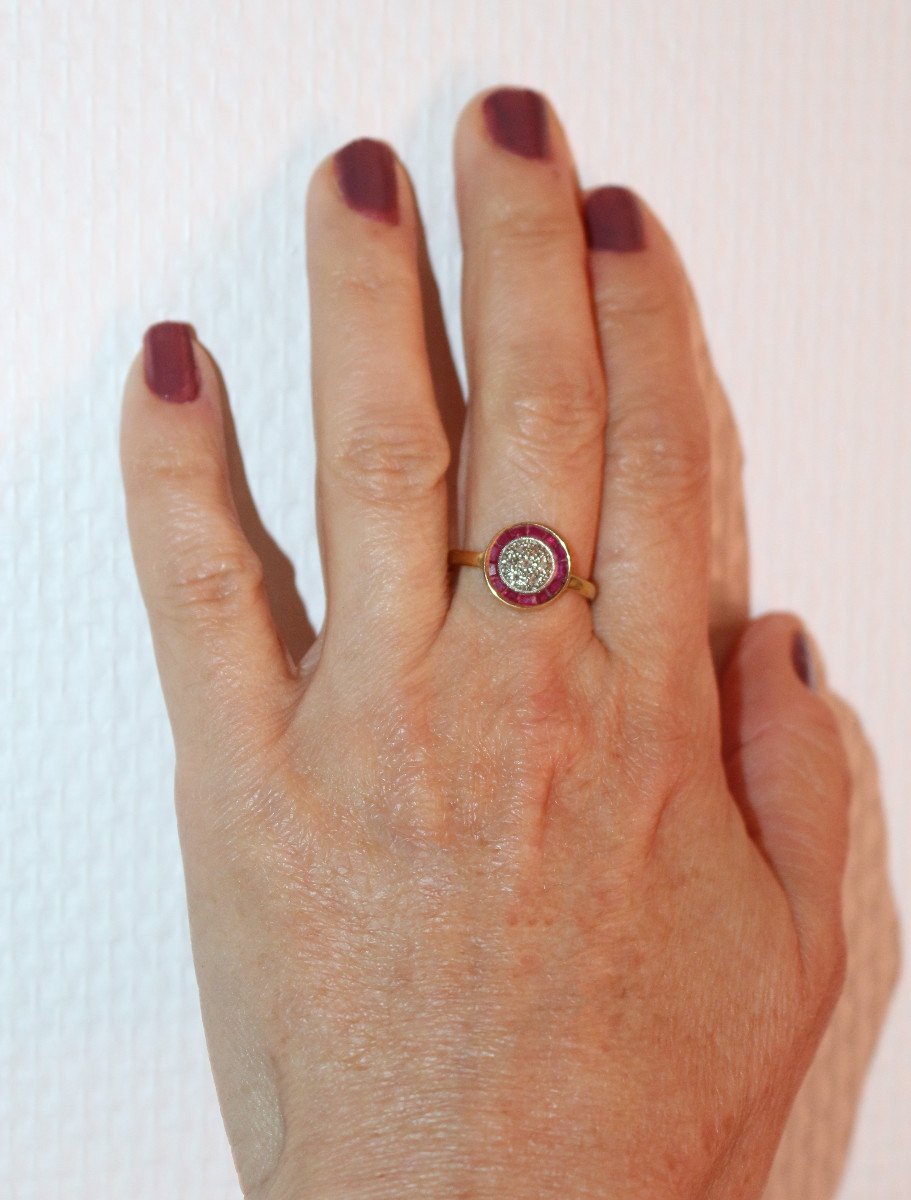 Art Deco Round Ruby And Pink Diamond Ring-photo-6