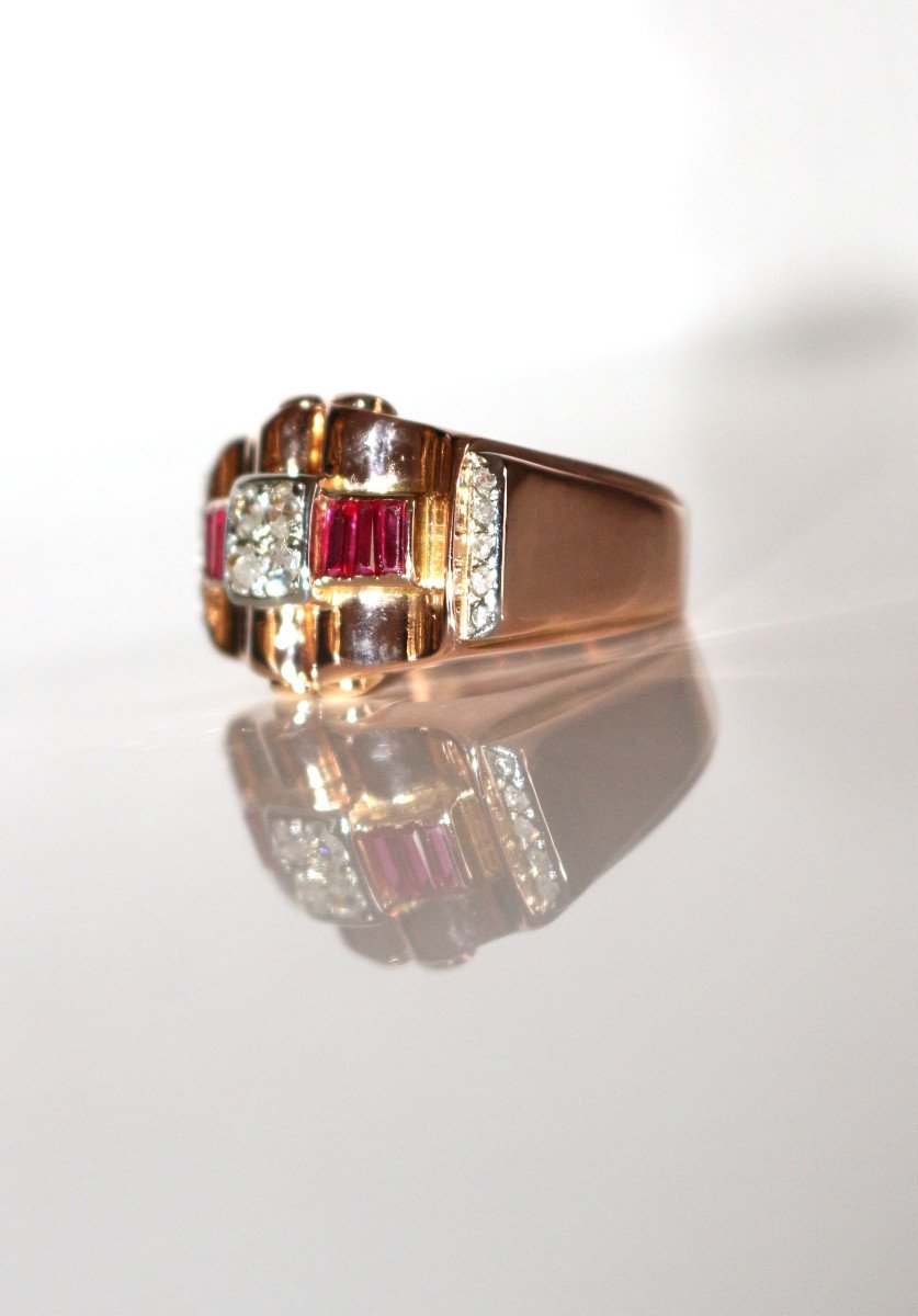 Bague R&eacute;tro Rubis Et Diamants-photo-3