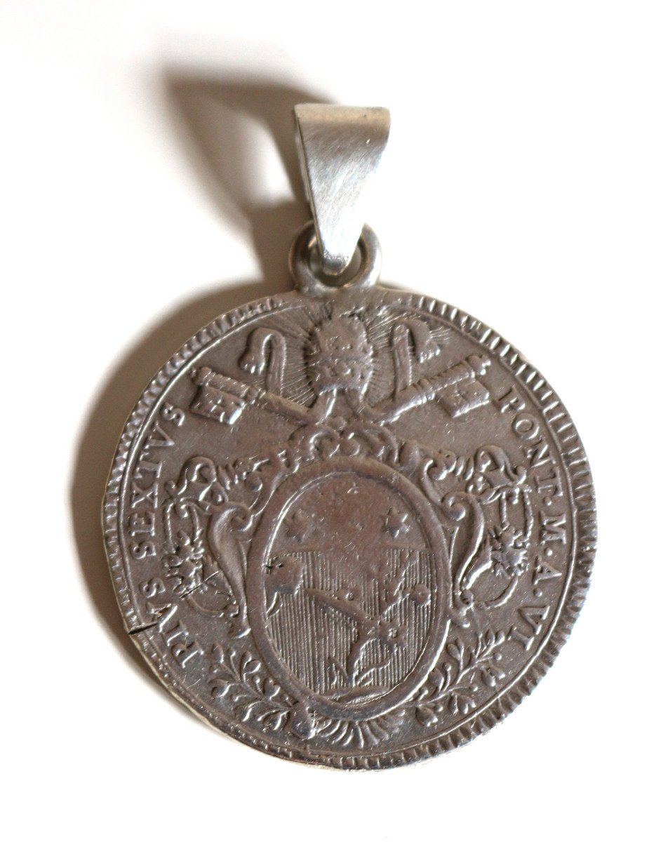 Silver Necklace 1 Scudo Pius VI 1780-photo-3