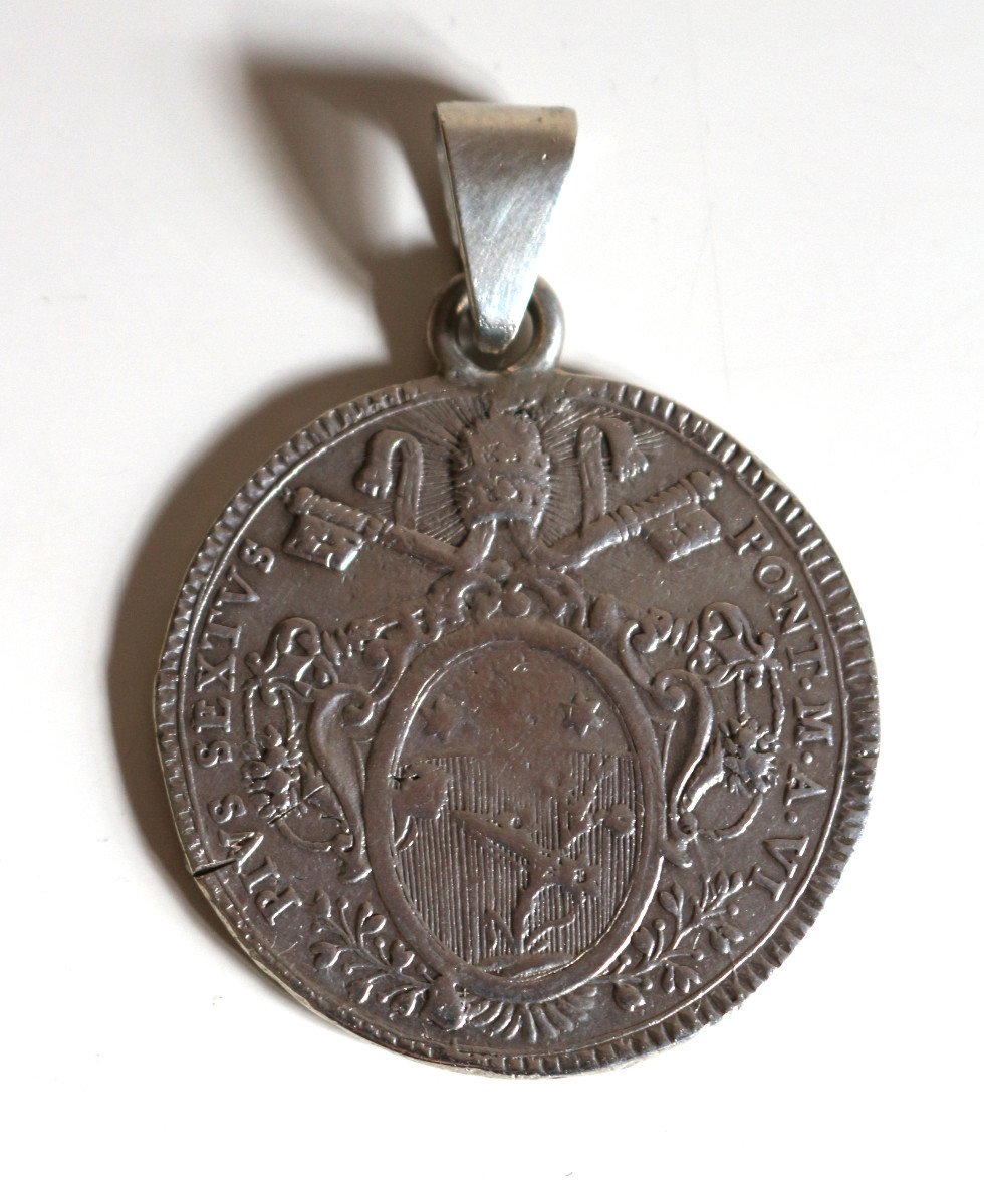 Silver Necklace 1 Scudo Pius VI 1780-photo-4