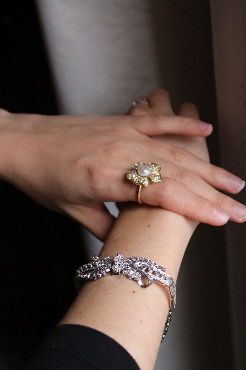 Bracelet Or Blanc Et Diamants Noeud-photo-4