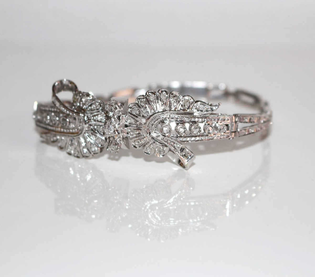 Bracelet Or Blanc Et Diamants Noeud-photo-2