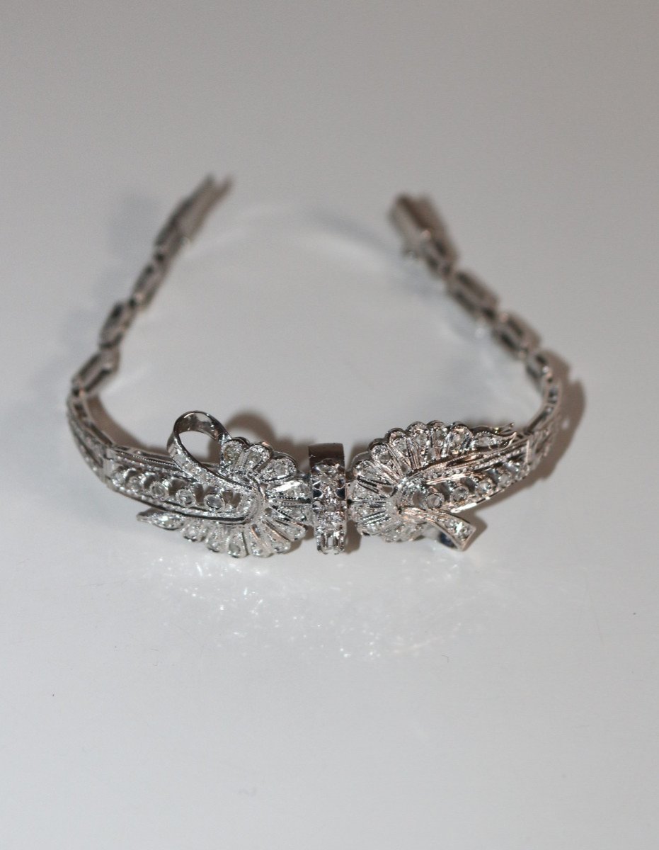 Bracelet Or Blanc Et Diamants Noeud-photo-7